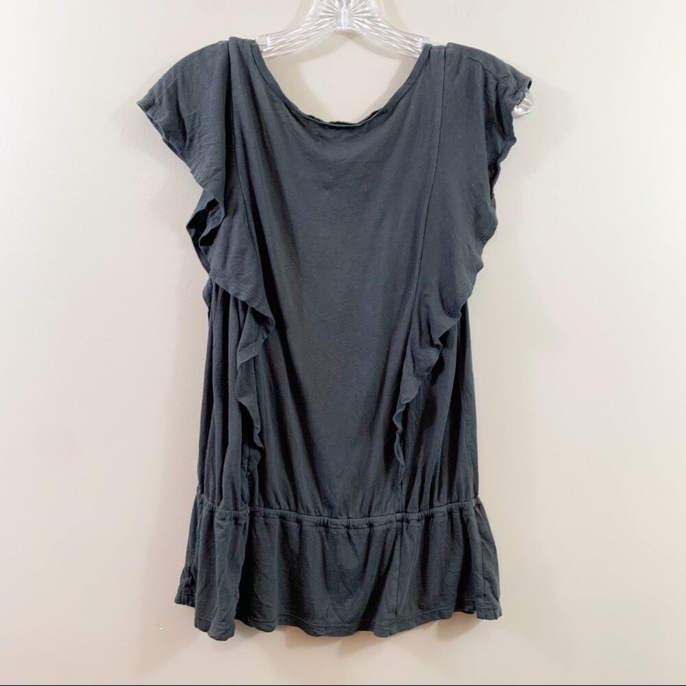 American Eagle Ruffle Drawstring Waist Gray Top - Picture 4 of 4